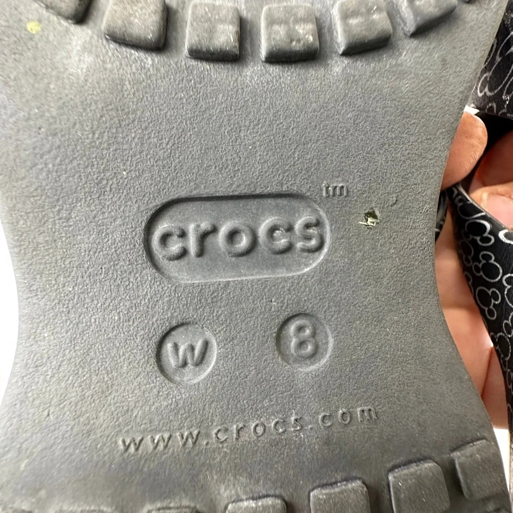 Crocs Meleen Twist Disney Mickey Mouse Black Grey Slide Sandals Womens 8
